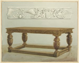 Rådsbord i Myntens Store Rum, nu St. Peters Hospital (akvarel på papir) af Thomas Leeson the Elder Rowbotham