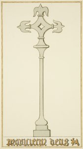 Kors på gammel gravsten i Johanneskirkens krypt (akvarel på papir) af Thomas Leeson the Elder Rowbotham