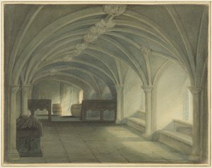 Krypten af Johanneskirken, ser mod vest (akvarel på papir) af Thomas Leeson the Elder Rowbotham