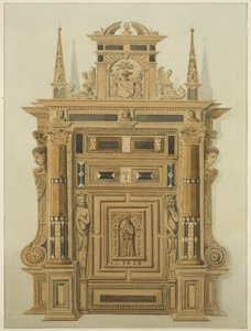 Døråbning i Langton Mansion, på bagsiden (akvarel på papir) af Thomas Leeson the Elder Rowbotham