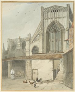 End of North Transept of St Mary Redcliffe (akvarel på papir) af Thomas Leeson the Elder Rowbotham