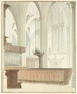 Interiør af Bristol Cathedral, nær Orgel (akvarel på papir) af Thomas Leeson the Elder Rowbotham