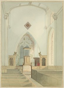 Interiør af Johanneskirken (akvarel på papir) af Thomas Leeson the Elder Rowbotham