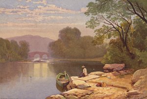 Killarney Lakes, Old Weir Bridge (farve litho) af Thomas Leeson the Elder Rowbotham