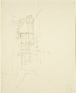 Ser ind i Pithay fra Wine Street (blyant på papir) af Thomas Leeson the Elder Rowbotham
