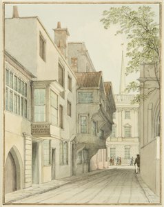 Kigger op ad Small Street mod Børsen (akvarel på papir) af Thomas Leeson the Elder Rowbotham