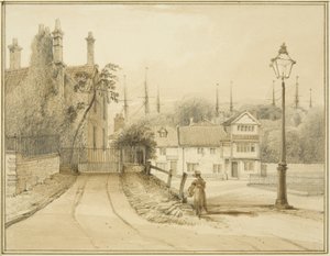 Lower College Green eller College Square (akvarel på papir) af Thomas Leeson the Elder Rowbotham