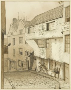 Nedre ende af Steep Street, med hus af Thomas Leeson the Elder Rowbotham