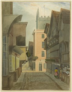 Mary-le-Port Street (akvarel på papir) af Thomas Leeson the Elder Rowbotham