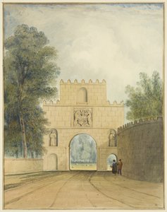 North side of the Gateway at Arno "s Vale, showing figures, 1826dani af Thomas Leeson the Elder Rowbotham