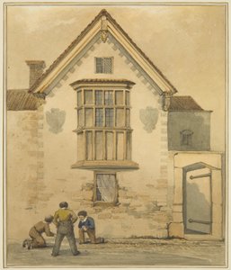 Old House, kaldet Palace, i Pile Street (akvarel på papir) af Thomas Leeson the Elder Rowbotham