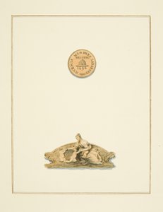 Ornamenter på stole i rådssalen på mønten og frisen i forhallen til mønten, nu St. Peters hospital (akvarel på papir) af Thomas Leeson the Elder Rowbotham