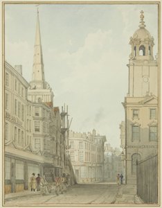 En del af Corn Street og Wine Street (akvarel på papir) af Thomas Leeson the Elder Rowbotham