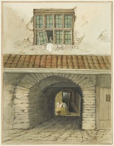 Passage Archway fra Marsh Street bag House (akvarel på papir) af Thomas Leeson the Elder Rowbotham