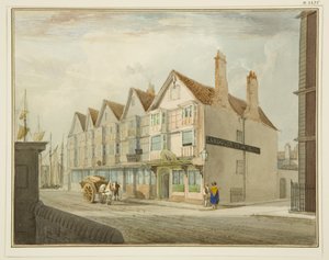 Sydsiden af King Street med Llandoger Trow af Thomas Leeson the Elder Rowbotham