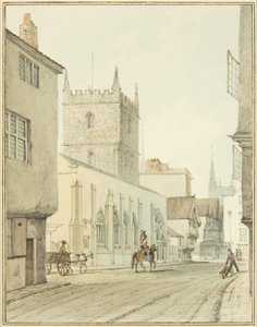 Peterskirken og præstegården (akvarel på papir)
