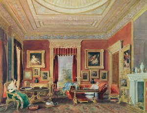 The Drawing Room, Leigh Court, Bristol, ca. 1840 (akvarel på papir)