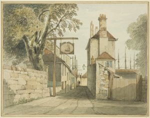 Vejen fra Canons Marsh til Butts looking East (akvarel på papir) af Thomas Leeson the Elder Rowbotham