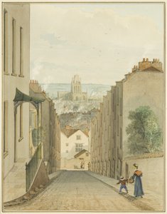Udsigt fra toppen af Lodge Street (akvarel på papir) af Thomas Leeson the Elder Rowbotham