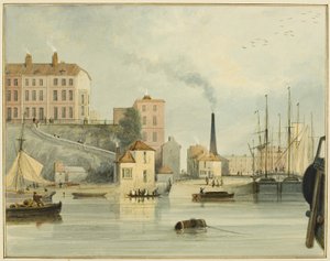West End of Redcliffe Parade, der viser indgangsportene til Bathurst Basin af Thomas Leeson the Elder Rowbotham