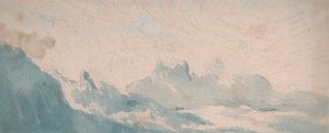 Vispy sky over en alpint formation