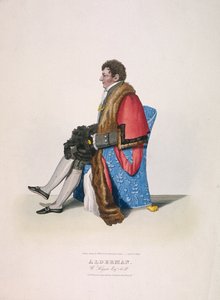 Alderman Sir William Heygate, siddende og i borgerdragt med kappe og hat, 1825