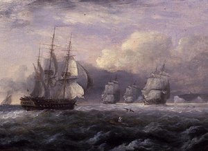 Løb før en stiv brise - North Foreland, Kents kyst af Thomas Luny