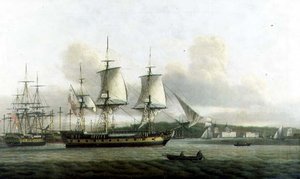 "Leda" i to positioner ud for Greenwich af Thomas Luny