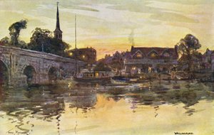 Themsen: Wallingford (farvelitografi) af Thomas Maybank