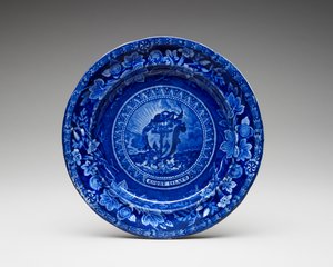 plade, c. 1826-1835 (blyglaseret lertøj med transfertryk) af Thomas Mayer