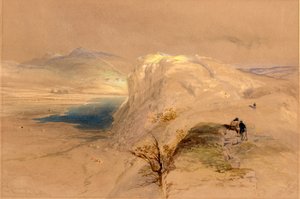 Craig Lough and Roman Wall, 1839 (blyant, gouache og wc på papir) af Thomas Miles Richardson