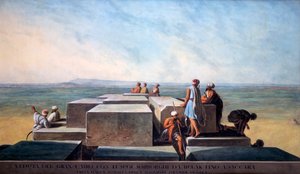 Toppen af den første pyramide i Giza, 1794 af Thomas Milton
