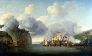 Tvinger en passage af Hudson-floden igennem, 9. oktober 1776 af Thomas Mitchell