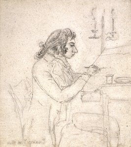 J. M. W. Turner ved et tegnebord; Verso: Mrs. Monro Asleep (blyant på råhvidt lagt papir)