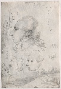 Studier af hoveder (verso)