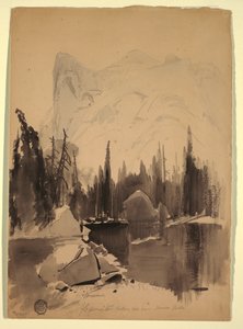 Tegning, Mirror Lake, Yosemite, 1872 af Thomas Moran
