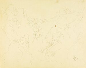 Feltskitse af Rocky Canyon af Thomas Moran