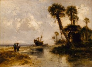 Fort George Island, Florida, 1878. af Thomas Moran