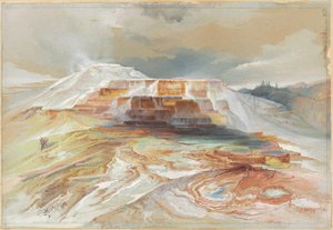 Varme kilder ved Gardiner River, Yellowstone af Thomas Moran