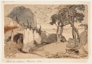 Vej i et bjerglandskab af Thomas Moran