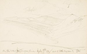 Skumring på vej fra Tongue River (hovedet af Little Big Horn) af Thomas Moran