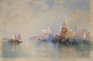 Venedig: Lagunen med udsigt mod Santa Maria della Salute af Thomas Moran