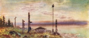 Siwash-indianernes gravplads (farvelitografi)