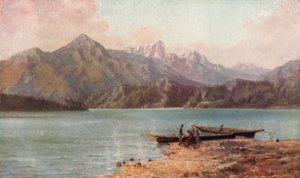 Cascade Mountains (farve litho) af Thomas Mower Martin