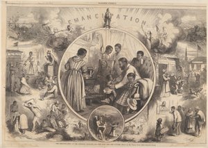 Emancipation of the Black - The Past and the Future fra Harpers Weekly, 24. januar 1863. af Thomas Nast