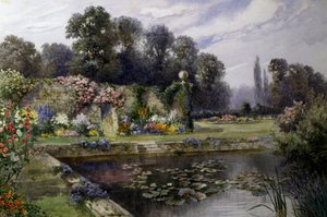 Liljedammen. Nanuphars i en dam i en stor have. Maleri af T. Noelsmith (1840-1900) Privat samling af Thomas Noelsmith