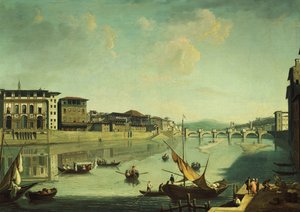 Udsigt over Arno med Ponte alle Gracie, Firenze,