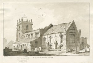 Audley Church: sepia tegning