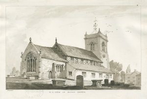 Betley Church: sepia tegning, 1838 af Thomas Peploe Wood