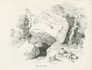 Biddulph - "Gawton Stone": pen- og blæktegning, 1836 af Thomas Peploe Wood